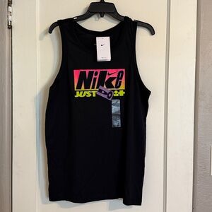 Nike Black Tank with Neon Pink and Yellow Logo Dri-fit